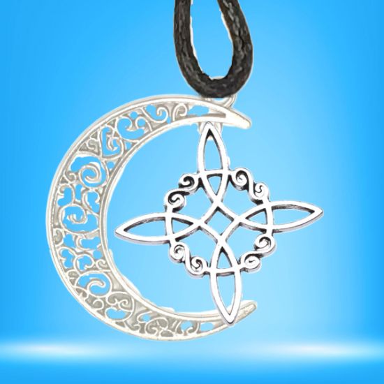 Imagen de Dije Nudo de bruja  Curado en luna Para Escoger 41x31 cmm Collar  45+5cm-Collar AJUSTABLE x1-NB