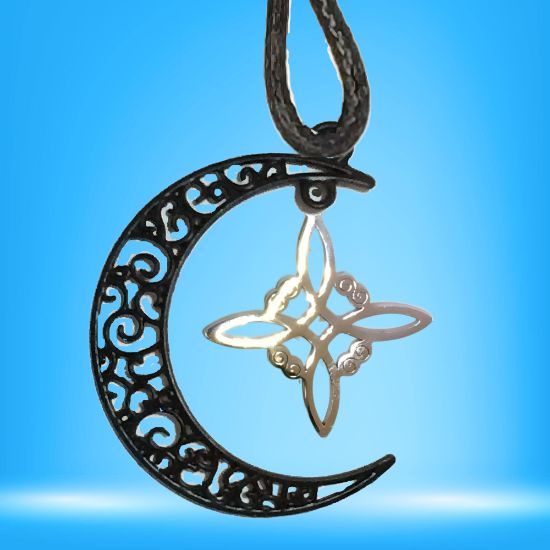 Imagen de Dije Nudo de bruja  Curado en luna Para Escoger 41x31 cmm Collar  45+5cm-Collar AJUSTABLE x1-NB