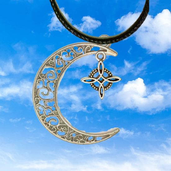 Imagen de Dije Nudo de bruja  Curado en luna Para Escoger 41x31 cmm Collar  45+5cm-Collar AJUSTABLE x1-NB