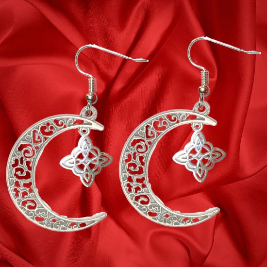 Imagen de 1 Par de Aretes Nudo de bruja  Curado en Luna 2 Colores Para Escoger 41x31 cmm + 12 Modelos para Escoger x1-NB