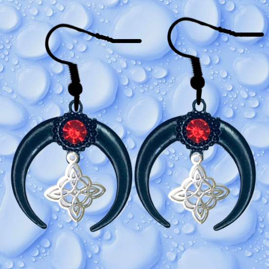 Imagen de 1 Par de Aretes Nudo de bruja  Curado en Luna 2 Colores Para Escoger 41x31 cmm + 12 Modelos para Escoger x1-NB