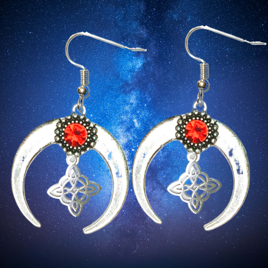 Imagen de 1 Par de Aretes Nudo de bruja  Curado en Luna 2 Colores Para Escoger 41x31 cmm + 12 Modelos para Escoger x1-NB