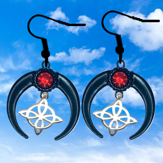 Imagen de 1 Par de Aretes Nudo de bruja  Curado en Luna 2 Colores Para Escoger 41x31 cmm + 12 Modelos para Escoger x1-NB