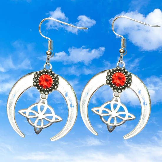 Imagen de 1 Par de Aretes Nudo de bruja  Curado en Luna 2 Colores Para Escoger 41x31 cmm + 12 Modelos para Escoger x1-NB