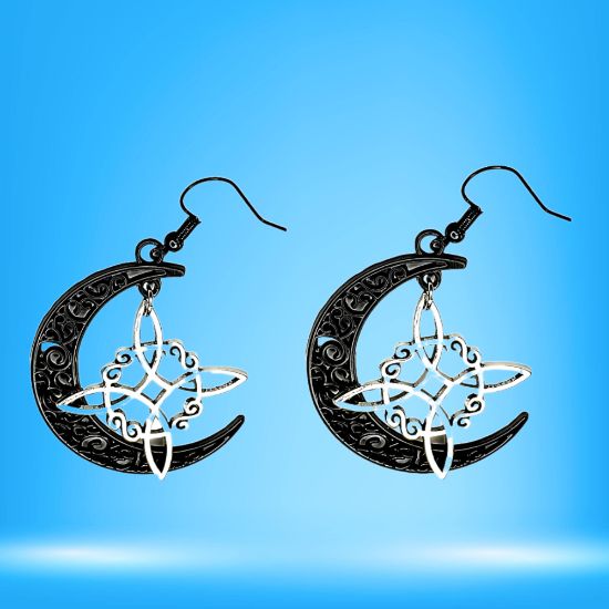 Imagen de 1 Par de Aretes Nudo de bruja  Curado en Luna 2 Colores Para Escoger 41x31 cmm + 12 Modelos para Escoger x1-NB