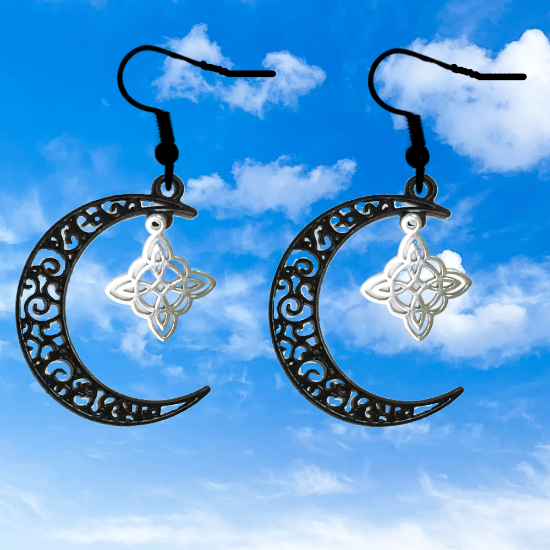 Imagen de 1 Par de Aretes Nudo de bruja  Curado en Luna 2 Colores Para Escoger 41x31 cmm + 12 Modelos para Escoger x1-NB