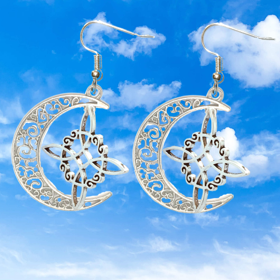 Imagen de 1 Par de Aretes Nudo de bruja  Curado en Luna 2 Colores Para Escoger 41x31 cmm + 12 Modelos para Escoger x1-NB