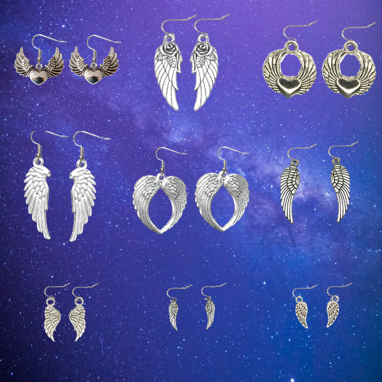 Imagen de Hermosas Alas de angel en 1 Par de Aretes+ de 10 Modelos para Escoger x1-7