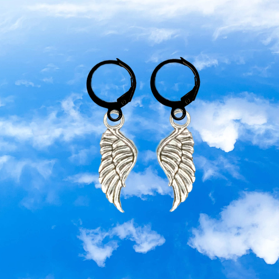 Imagen de Hermosas Alas de angel en 1 Par de Arracaditas Negras o Aretes Negros+ de 10 Modelos para Escoger x1-7