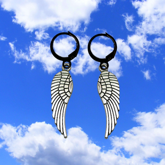 Imagen de Hermosas Alas de angel en 1 Par de Arracaditas Negras o Aretes Negros+ de 10 Modelos para Escoger x1-7