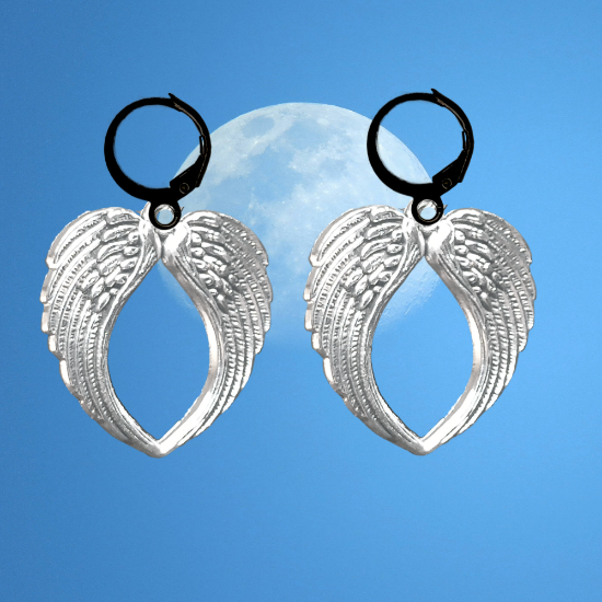 Imagen de Hermosas Alas de angel en 1 Par de Arracaditas Negras o Aretes Negros+ de 10 Modelos para Escoger x1-7