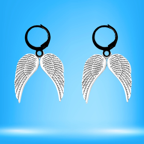 Imagen de Hermosas Alas de angel en 1 Par de Arracaditas Negras o Aretes Negros+ de 10 Modelos para Escoger x1-7
