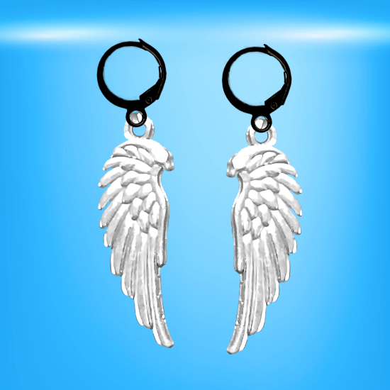 Imagen de Hermosas Alas de angel en 1 Par de Arracaditas Negras o Aretes Negros+ de 10 Modelos para Escoger x1-7
