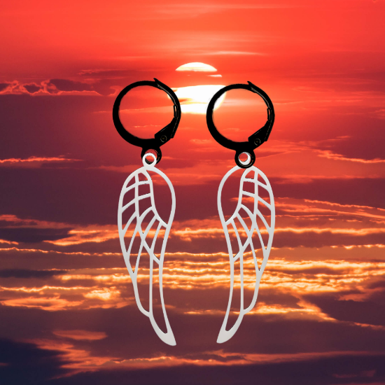 Imagen de Hermosas Alas de angel en 1 Par de Arracaditas Negras o Aretes Negros+ de 10 Modelos para Escoger x1-7