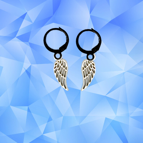 Imagen de Hermosas Alas de angel en 1 Par de Arracaditas Negras o Aretes Negros+ de 10 Modelos para Escoger x1-7