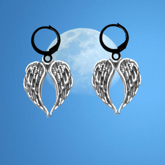 Imagen de Hermosas Alas de angel en 1 Par de Arracaditas Negras o Aretes Negros+ de 10 Modelos para Escoger x1-7
