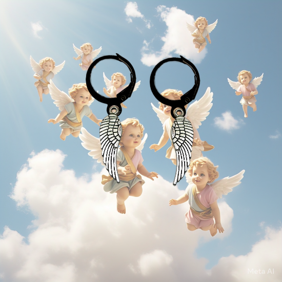 Imagen de Hermosas Alas de angel en 1 Par de Arracaditas Negras o Aretes Negros+ de 10 Modelos para Escoger x1-7