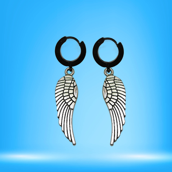 Imagen de Hermosas Alas de angel en 1 Par de Arracadas Negras Verdaderas o Aretes Negros+ de 10 Modelos para Escoger x1-7