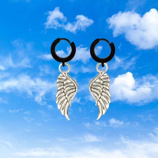 Imagen de Hermosas Alas de angel en 1 Par de Arracadas Negras Verdaderas o Aretes Negros+ de 10 Modelos para Escoger x1-7