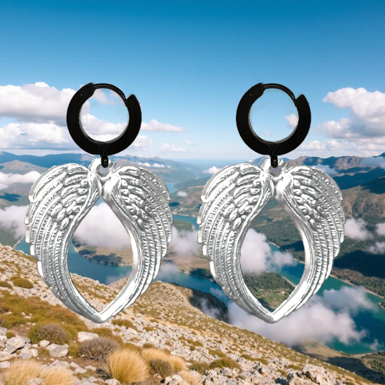 Imagen de Hermosas Alas de angel en 1 Par de Arracadas Negras Verdaderas o Aretes Negros+ de 10 Modelos para Escoger x1-7