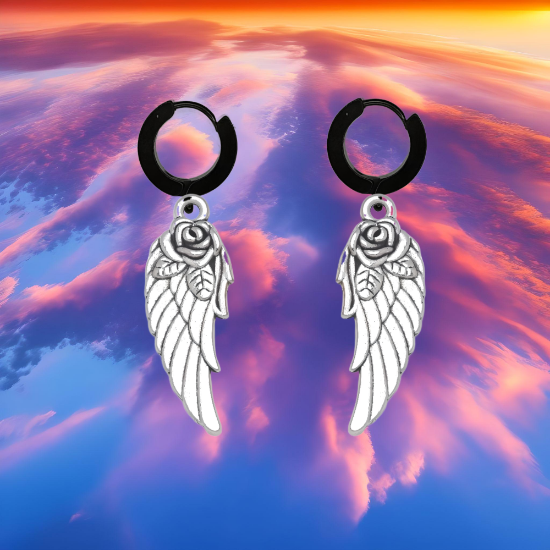 Imagen de Hermosas Alas de angel en 1 Par de Arracadas Negras Verdaderas o Aretes Negros+ de 10 Modelos para Escoger x1-7