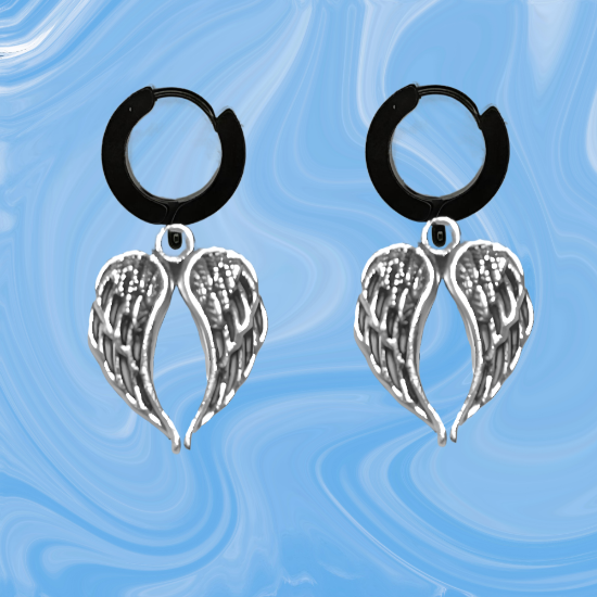 Imagen de Hermosas Alas de angel en 1 Par de Arracadas Negras Verdaderas o Aretes Negros+ de 10 Modelos para Escoger x1-7