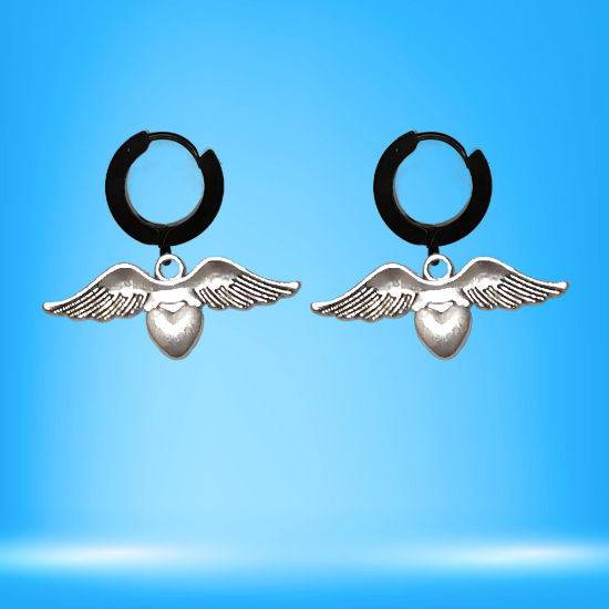 Imagen de Hermosas Alas de angel en 1 Par de Arracadas Negras Verdaderas o Aretes Negros+ de 10 Modelos para Escoger x1-7