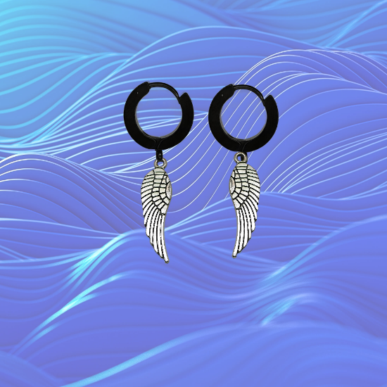 Imagen de Hermosas Alas de angel en 1 Par de Arracadas Negras Verdaderas o Aretes Negros+ de 10 Modelos para Escoger x1-7