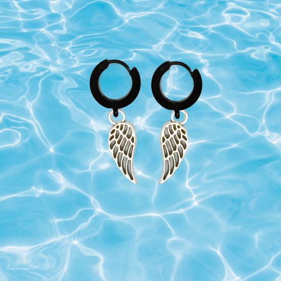 Imagen de Hermosas Alas de angel en 1 Par de Arracadas Negras Verdaderas o Aretes Negros+ de 10 Modelos para Escoger x1-7