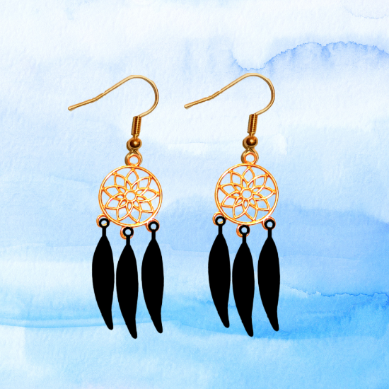 Imagen de + de 10 Modelos y Combinaciones de Colores de 1 Par de Atrapasueños Color DORADO Alta Durabilidad en Aretes Acero Inoxidable para Escoger x1-8