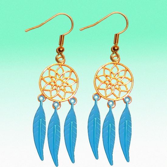 Imagen de + de 10 Modelos y Combinaciones de Colores de 1 Par de Atrapasueños Color DORADO Alta Durabilidad en Aretes Acero Inoxidable para Escoger x1-8