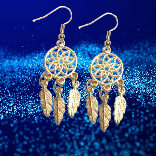 Imagen de + de 10 Modelos y Combinaciones de Colores de 1 Par de Atrapasueños Color DORADO Alta Durabilidad en Aretes Acero Inoxidable para Escoger x1-8