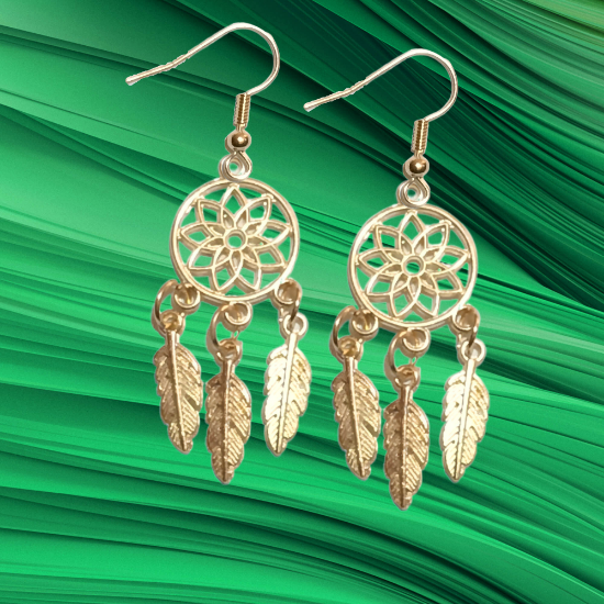 Imagen de + de 10 Modelos y Combinaciones de Colores de 1 Par de Atrapasueños Color DORADO Alta Durabilidad en Aretes Acero Inoxidable para Escoger x1-8