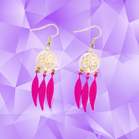 Imagen de + de 10 Modelos y Combinaciones de Colores de 1 Par de Atrapasueños Color DORADO Alta Durabilidad en Aretes Acero Inoxidable para Escoger x1-8