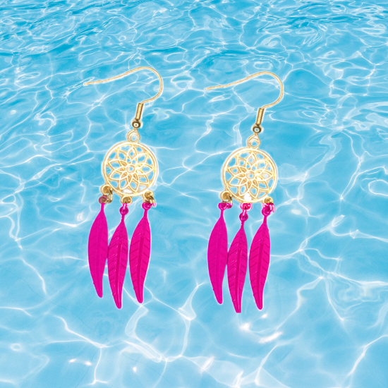 Imagen de + de 10 Modelos y Combinaciones de Colores de 1 Par de Atrapasueños Color DORADO Alta Durabilidad en Aretes Acero Inoxidable para Escoger x1-8