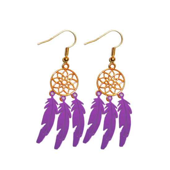 Imagen de + de 10 Modelos y Combinaciones de Colores de 1 Par de Atrapasueños Color DORADO Alta Durabilidad en Aretes Acero Inoxidable para Escoger x1-8