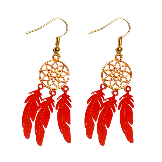 Imagen de + de 10 Modelos y Combinaciones de Colores de 1 Par de Atrapasueños Color DORADO Alta Durabilidad en Aretes Acero Inoxidable para Escoger x1-8