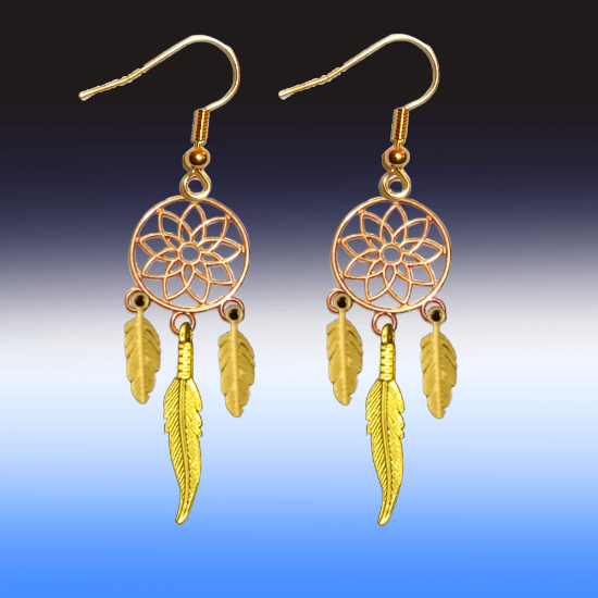 Imagen de + de 10 Modelos y Combinaciones de Colores de 1 Par de Atrapasueños Color DORADO Alta Durabilidad en Aretes Acero Inoxidable para Escoger x1-8