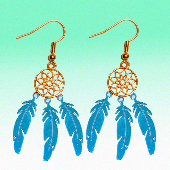 Imagen de + de 10 Modelos y Combinaciones de Colores de 1 Par de Atrapasueños Color DORADO Alta Durabilidad en Aretes Acero Inoxidable para Escoger x1-8