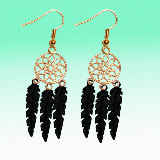 Imagen de + de 10 Modelos y Combinaciones de Colores de 1 Par de Atrapasueños Color DORADO Alta Durabilidad en Aretes Acero Inoxidable para Escoger x1-8