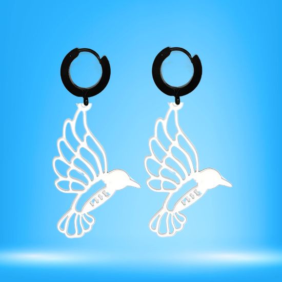 Imagen de 1 Par de Bonitos Colibries en Aretes Negros o Arracadas Negras Verdaderas Acero  Alta Durabilidad +5 Modelos y Colores para Escoger X1-9