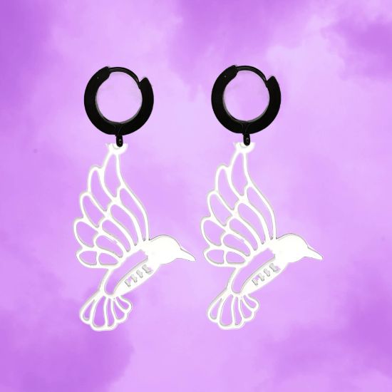 Imagen de 1 Par de Bonitos Colibries en Aretes Negros o Arracadas Negras Verdaderas Acero  Alta Durabilidad +5 Modelos y Colores para Escoger X1-9