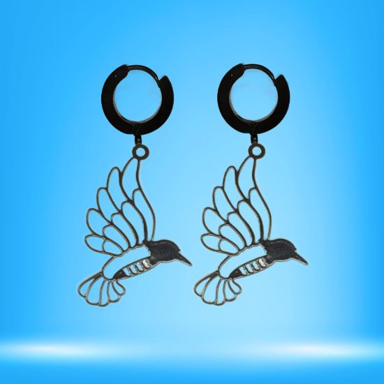 Imagen de 1 Par de Bonitos Colibries en Aretes Negros o Arracadas Negras Verdaderas Acero  Alta Durabilidad +5 Modelos y Colores para Escoger X1-9