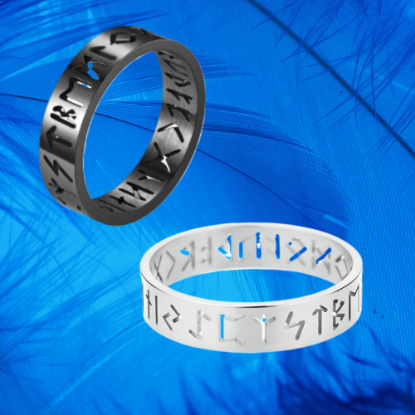 Imagen de 1 Anillo Runas Vikingas Acero Inoxidable A Escoger 2 Colores en 7 Tallas Alta Durabilidad x1-113