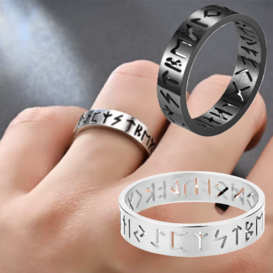 Imagen de 1 Anillo Runas Vikingas Acero Inoxidable A Escoger 2 Colores en 7 Tallas Alta Durabilidad x1-113
