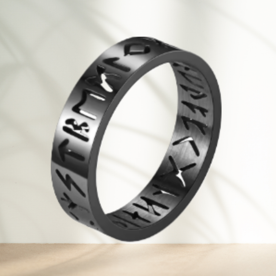 Imagen de 1 Anillo Runas Vikingas Acero Inoxidable A Escoger 2 Colores en 7 Tallas Alta Durabilidad x1-113