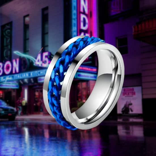 Imagen de 1 Elegante Anillo Anti Estres 8mm  Unisex o Para Pareja Acero Tungsteno Inoxidable A Escoger 2  Modelos en 5 Combinaciones en 7 Tallas ALTISIMA RESISTENCIA - ANTIRAYADURAS Y ELEGANCIA  x1-113