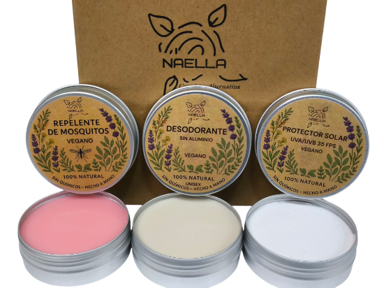 Imagen de Protector solar, desodorante y repelente "Naturales, veganos y sólidos".