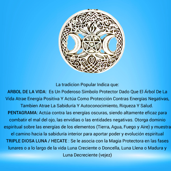 Imagen de  3 Poderosos Simbolos Protectores en Un Dije Curado ( Arbol de la Vida + Pentagrama + Triple Luna) Hecate / Hekate Varios Modelos para Escoger -X1-Lopi