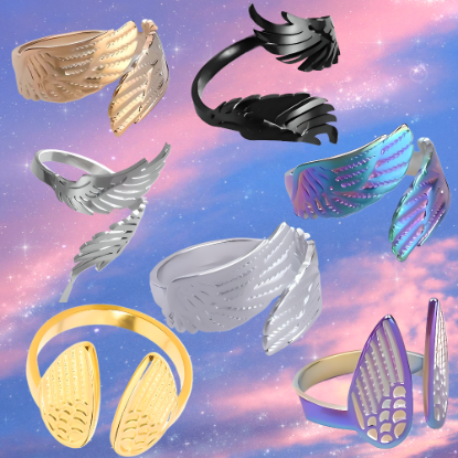 Imagen de +4 Modelos y 3 Colores de Anillo Alas de Angel Acero Inoxidable Ajustable Alta Durabilidad X1ani-Lopi